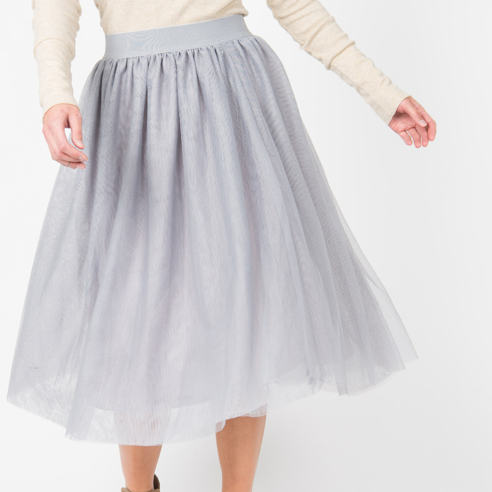 Tulle Mesh Skirt Light Gray